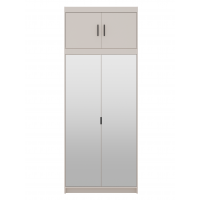 Dwudrzwiowa szafa z nadstawką lustrem 90 cm TRINO beżowa